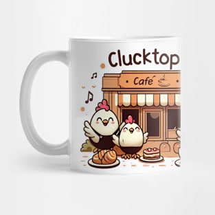 Clucktopia Café - chicken serving coffee and pastries Mug